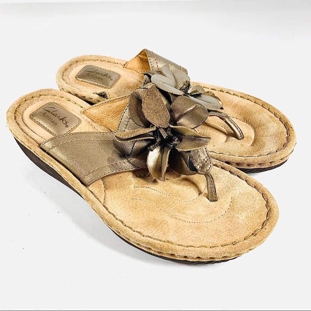 Clark’s Artisan Floral Sandal Gold Bronze 8.5